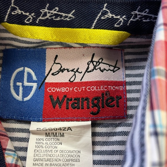 George Strait Boys Button Down. Size Medium. Red, navy and white plaid - Picture 4 of 5